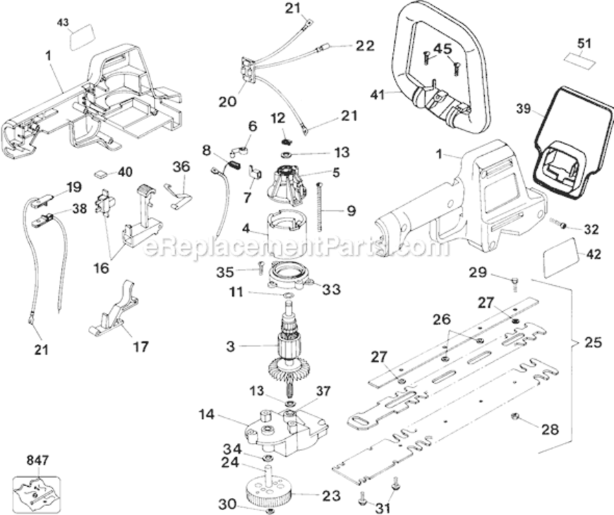 Page A Diagram and Parts List for HT400 Type 3 Black and Decker Hedge Trimmer